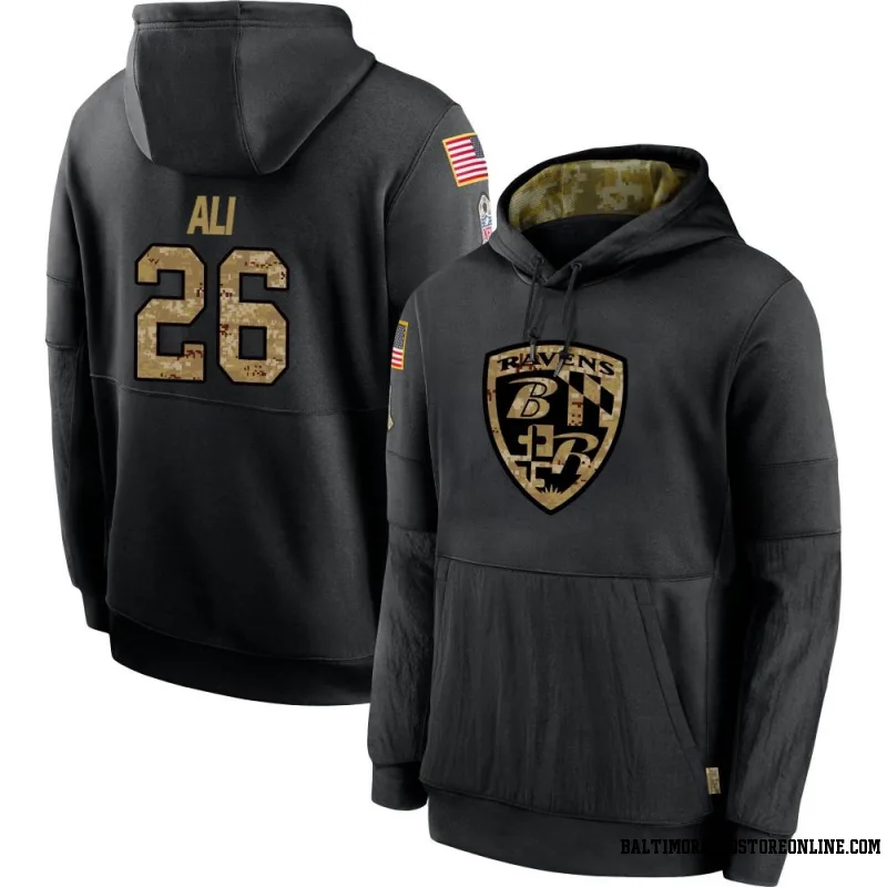 Black Youth Rasheen Ali Baltimore Ravens 2020 Salute to Service Sideline Performance Pullover Hoodie