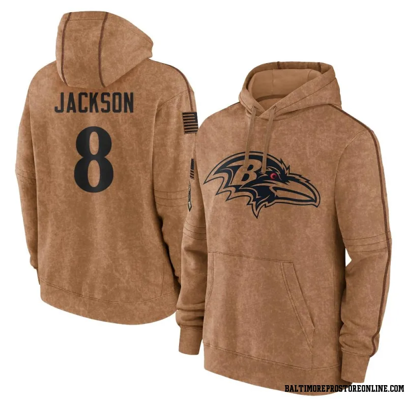Brown Youth Lamar Jackson Baltimore Ravens 2023 Salute To Service Club Pullover Hoodie