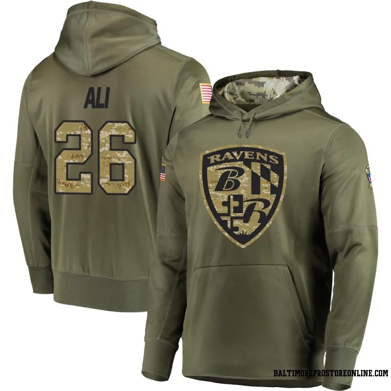 Olive Youth Rasheen Ali Baltimore Ravens Salute to Service Pullover Hoodie