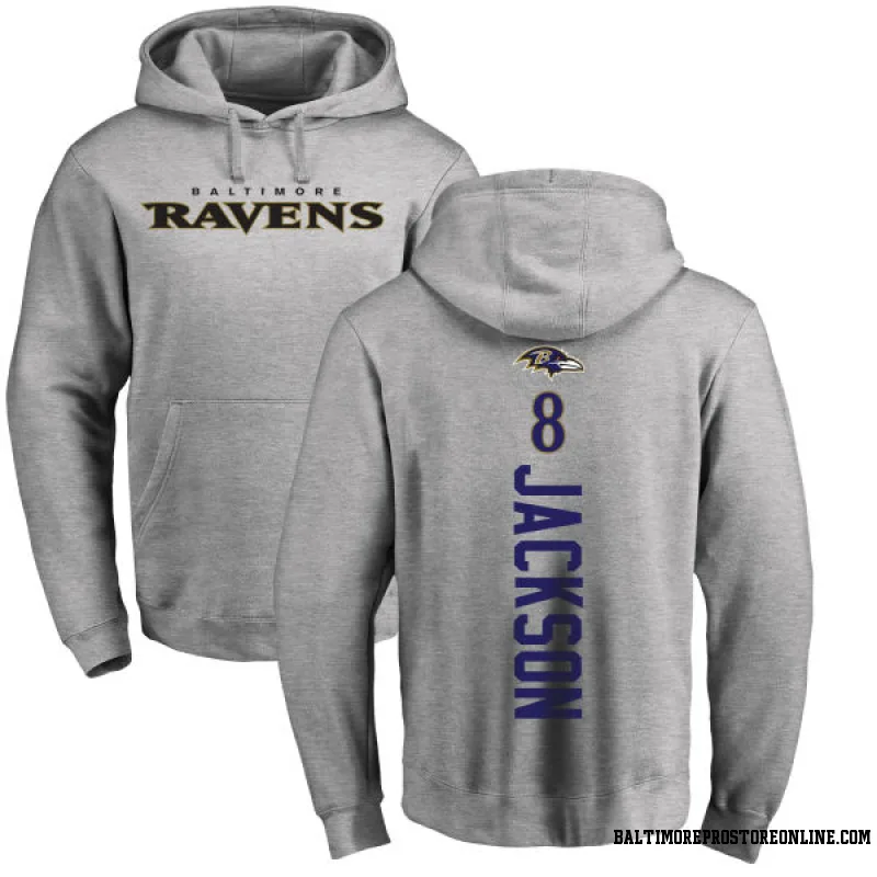 Youth Lamar Jackson Baltimore Ravens Ash Backer Pullover Hoodie